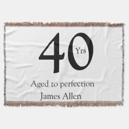 Cobertor 40 years aged to perfection birthday name simple 