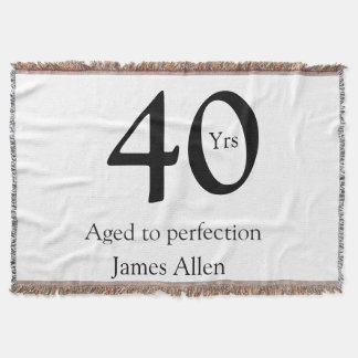 Cobertor 40 years aged to perfection birthday name simple