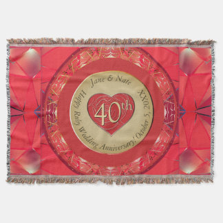Cobertor 40th Ruby Anniversary Throw Blanket