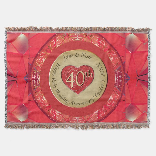 Cobertor 40th Ruby Anniversary Throw Blanket (Frente)