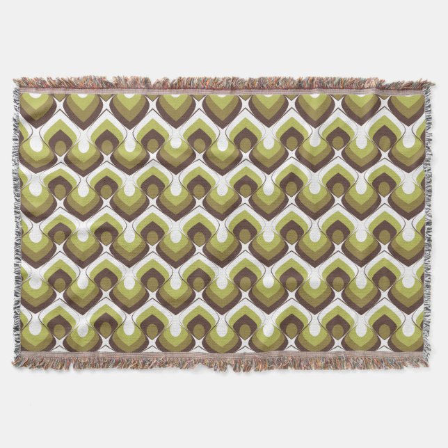 Cobertor 70s Bold Modern Retro Ogee Motif in Greens (Frente)