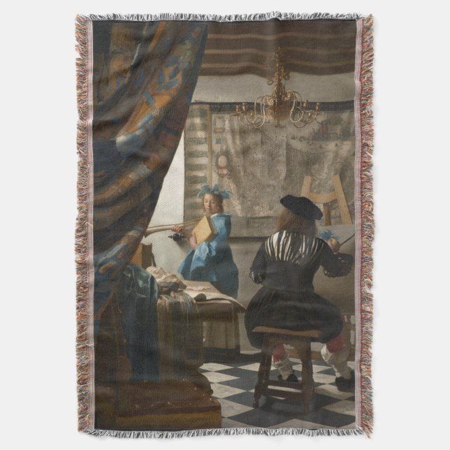 Cobertor A arte da pintura por Johannes Vermeer (Frente Vertical)
