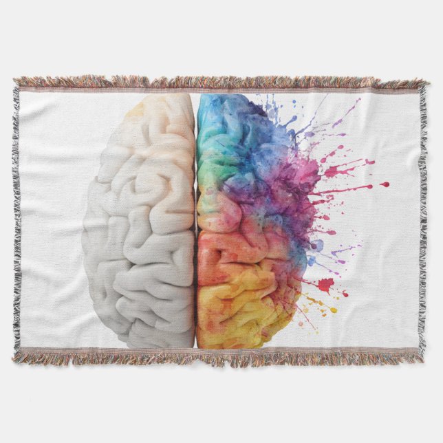 Cobertor A brain divided between logical and creative sides (Frente)