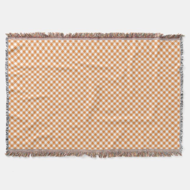 Cobertor A checkered pattern throw blanket with orange  (Frente)