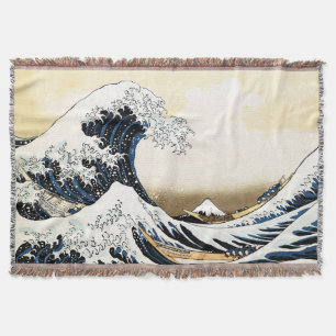 Cobertor A Grande Onda de Kanagawa Hokusai, arte japonês