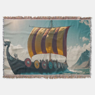 Cobertor A Viking Longship Corta Através Das Ondas
