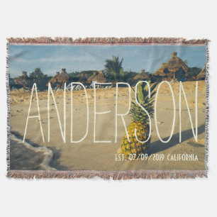 Cobertor Abacaxi de praia tropical personalizado