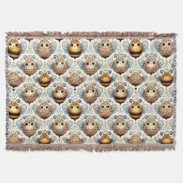 Cobertor Abelhas bonitas e cartoonizadas (Frente)