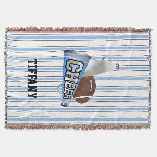 Cobertor Aberto Personalizado do Cheerleader Azul e Branco (Frente)
