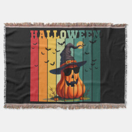 Cobertor Abóbora engraçada fofa de Halloween vintage outono