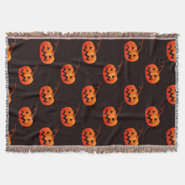 Cobertor Abóboras de Halloween, Abóboras Laranjas, Truque o (Frente)