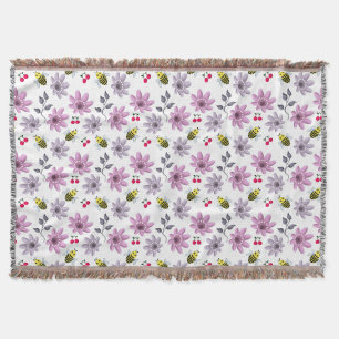 Cobertor Aborinha Fofa Padrão Floral Estética Cottagecore R
