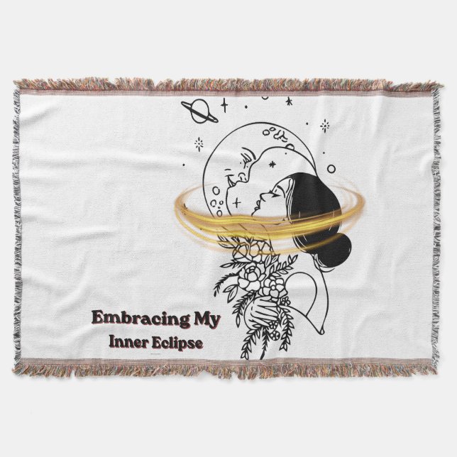 Cobertor Abraçando Meu Eclipse Interior Arte Celestial em L (Frente)