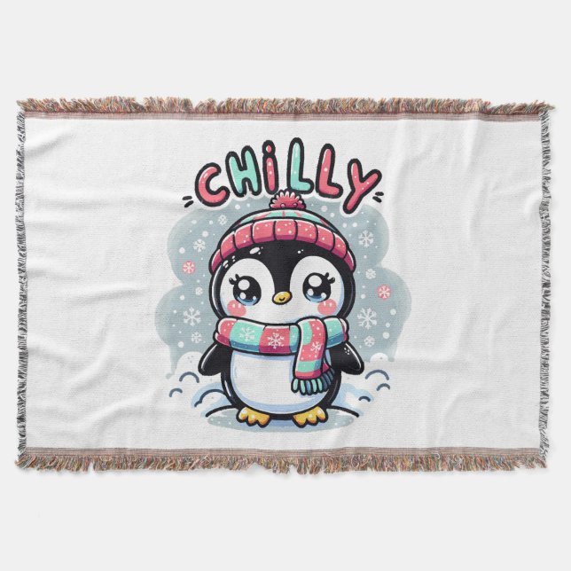 Cobertor Abraço de Cachecol Nevado do Pinguim Gelado (Frente)