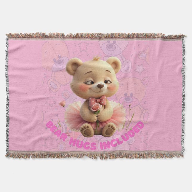 Cobertor Abraços De Urso Incluídos - Urso De Tutu Doce (Frente)