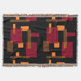 Cobertor Abstração Geométrica Laranja Vermelho Preto