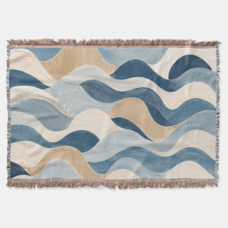 Cobertor Abstract Modern Ocean Wave Pattern Coastal Blue Be