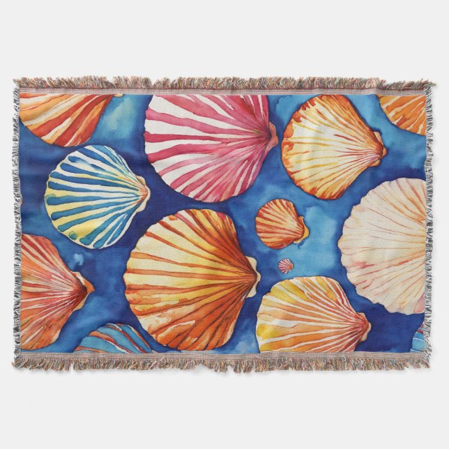 Cobertor abstraktes Muster: Muscheln blau braun (Frente)