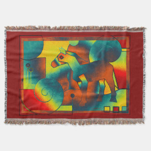 Cobertor Abstrato ART - A HORSE - amarelo azul