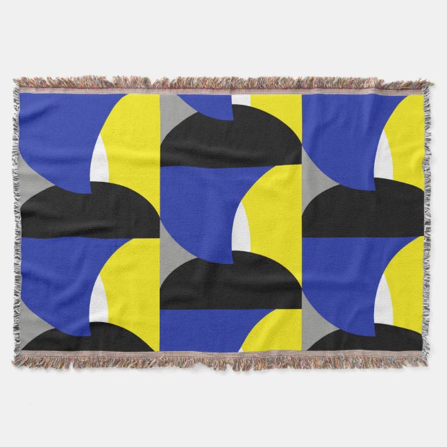 Cobertor Abstrato Art Azul Amarelo Preto (Frente)