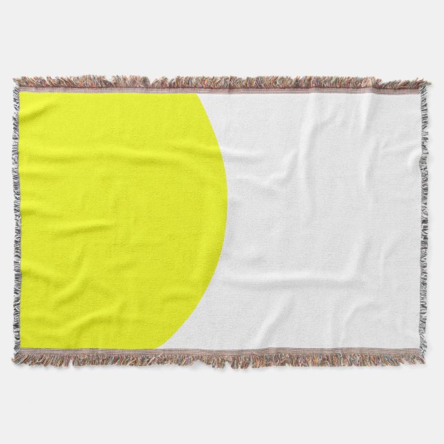 Cobertor Abstrato Art Mínimo Amarelo Branco em Aberto (Frente)