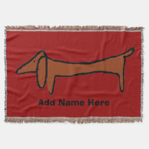 Cobertor Abstrato Dachshund e Vermelho