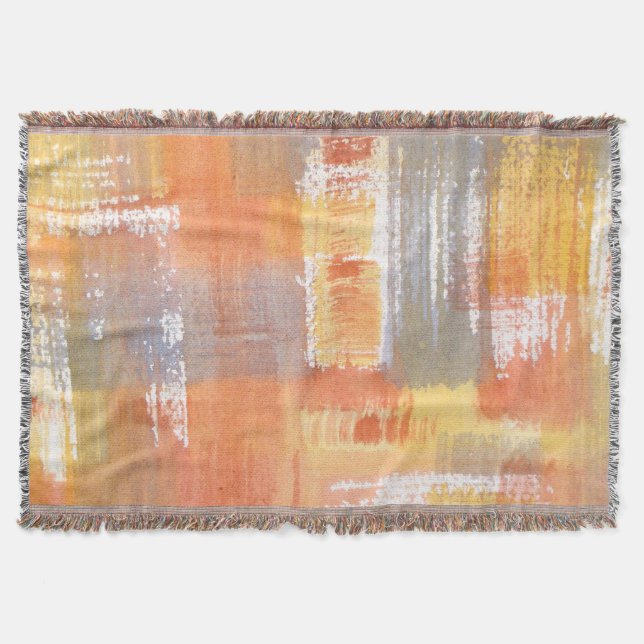 Cobertor Abstrato de Aquarela de Crush Laranja (Frente)