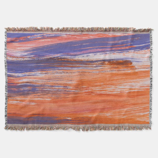 Cobertor Abstrato de Aquarela: Mistura Azul Laranja (Frente)