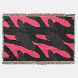 Cobertor Abstrato de camuflagem rosa quente, cinza e preto