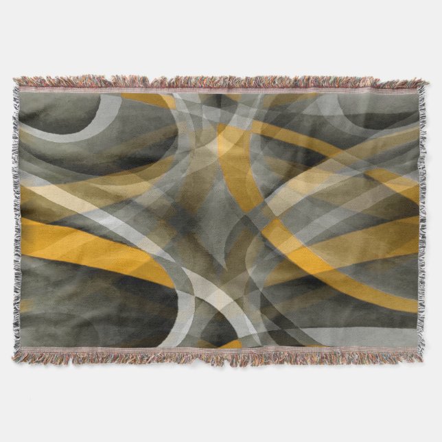 Cobertor Abstrato de Cinza e Amarelo da Mostarda Retroativa (Frente)