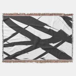Cobertor Abstrato de linha de arte branca e negra