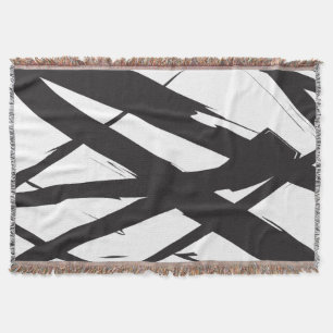 Cobertor Abstrato de linha de arte branca e negra