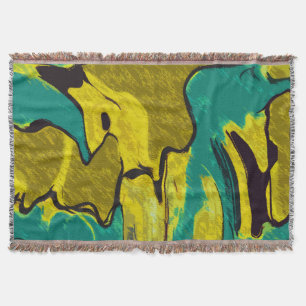 Cobertor Abstrato de Teal Amarelo da Mostarda