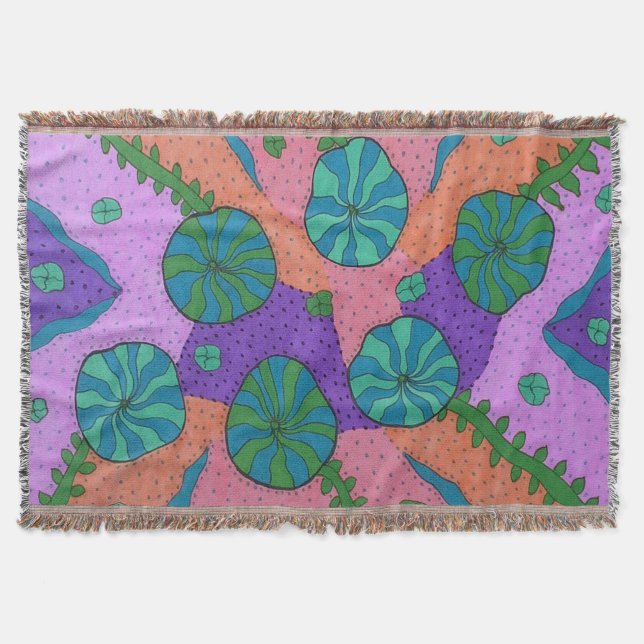 Cobertor Abstrato do Jardim do Mar de Retro (Frente)