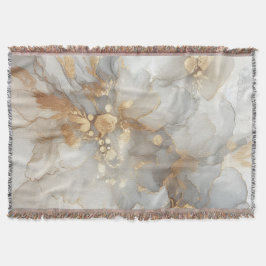 Cobertor Abstrato elegante branco e Dourada tinta