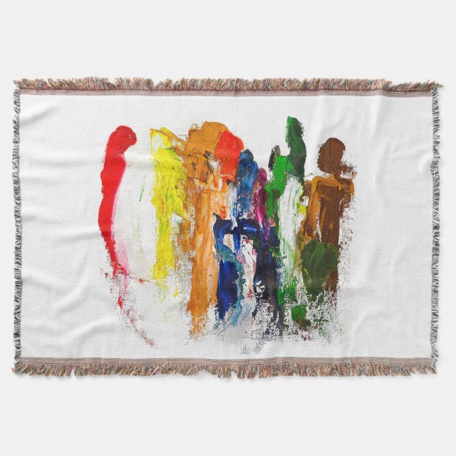 Cobertor Abstrato Expressão de figuras humanas em movimento (Frente)