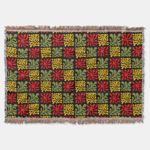 Cobertor Abstrato floral colorido inspirado em Matisse