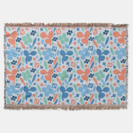 Cobertor Abstrato Floral e Geométrico - Padrão Colorido