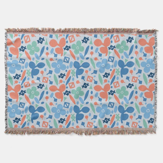 Cobertor Abstrato Floral e Geométrico - Padrão Colorido (Frente)