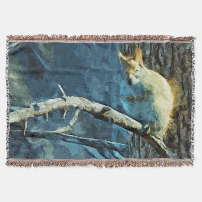 Cobertor Abstrato Impressionismo do Esquilo Vermelho Americ (Frente)