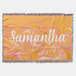 Cobertor Abstrato Marble Swirl Art em amarelo