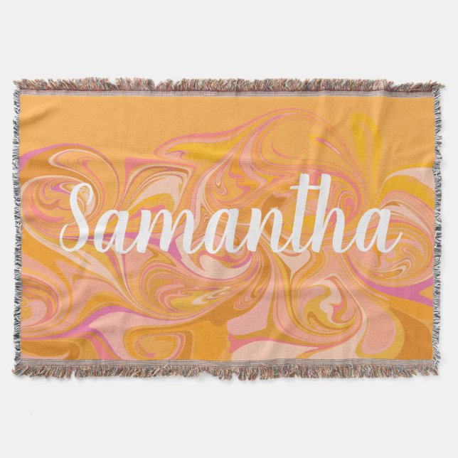 Cobertor Abstrato Marble Swirl Art em amarelo (Frente)