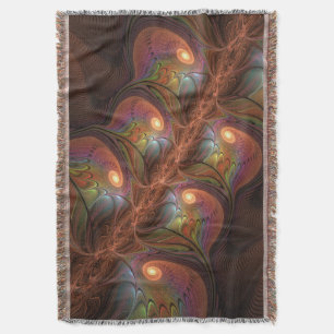 Cobertor Abstrato Marrom Trippy Fractal Fluorescente Colori