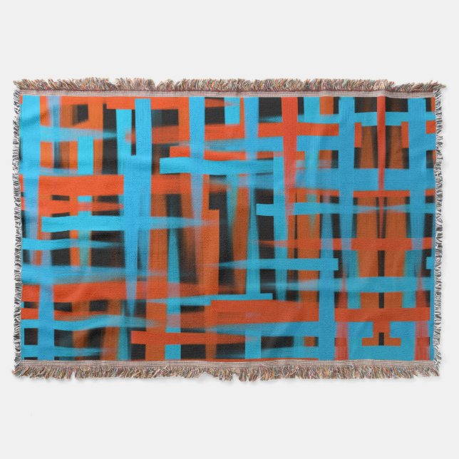 Cobertor Abstrato Modern Orange Blue Bruskes (Frente)