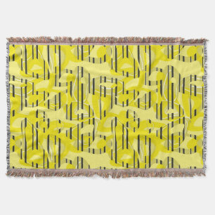 Cobertor Abstrato moderna art striped yellow black dec