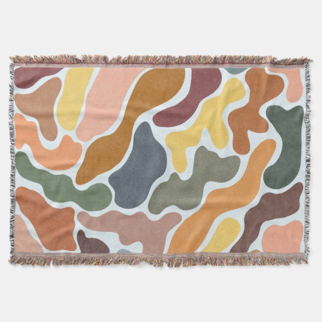 Cobertor Abstrato moderno, ilustração de tons de terra. (Frente)