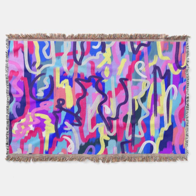 Cobertor Abstrato pintura de Formas e Cores (Frente)