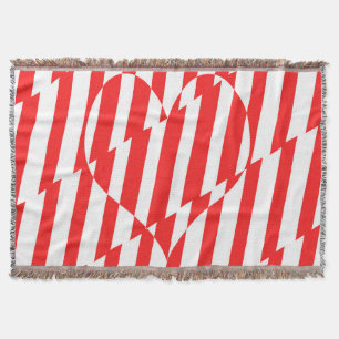 Cobertor Abstrato Red n White Stripes Namorados Coração