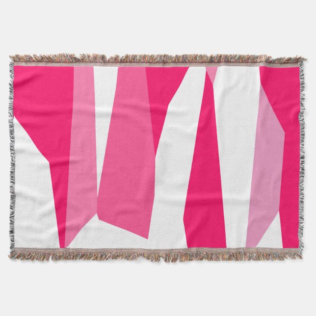 Cobertor abstrato rosa e branco (Frente)