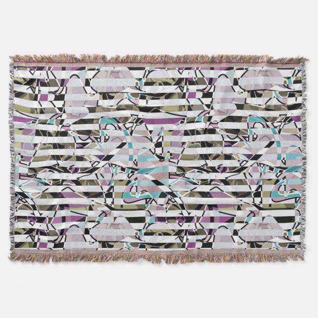Cobertor Abstrato stripes de padrão listradas beige turques (Frente)
